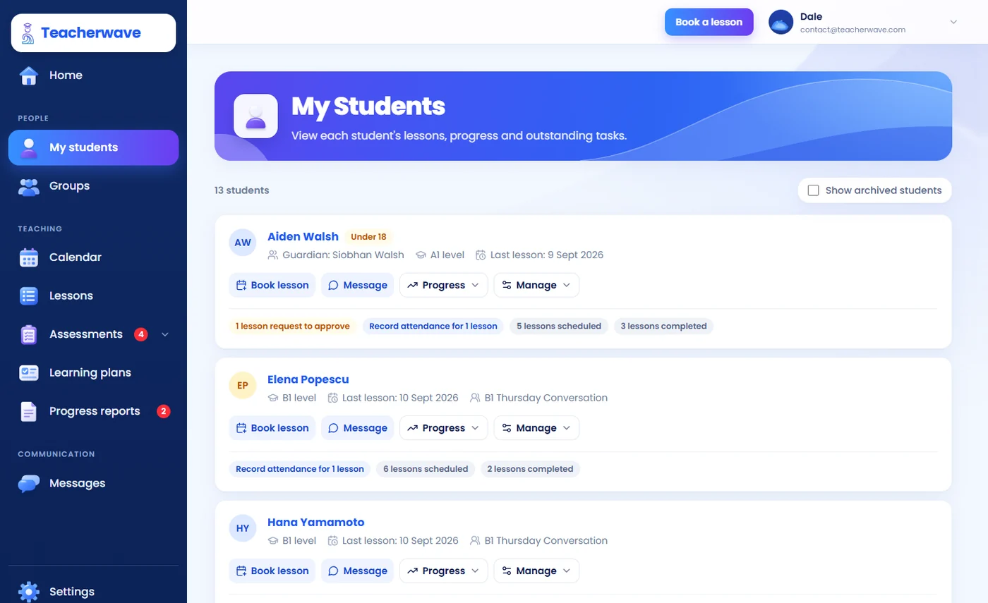 Οι μαθητές μου — TutorTool