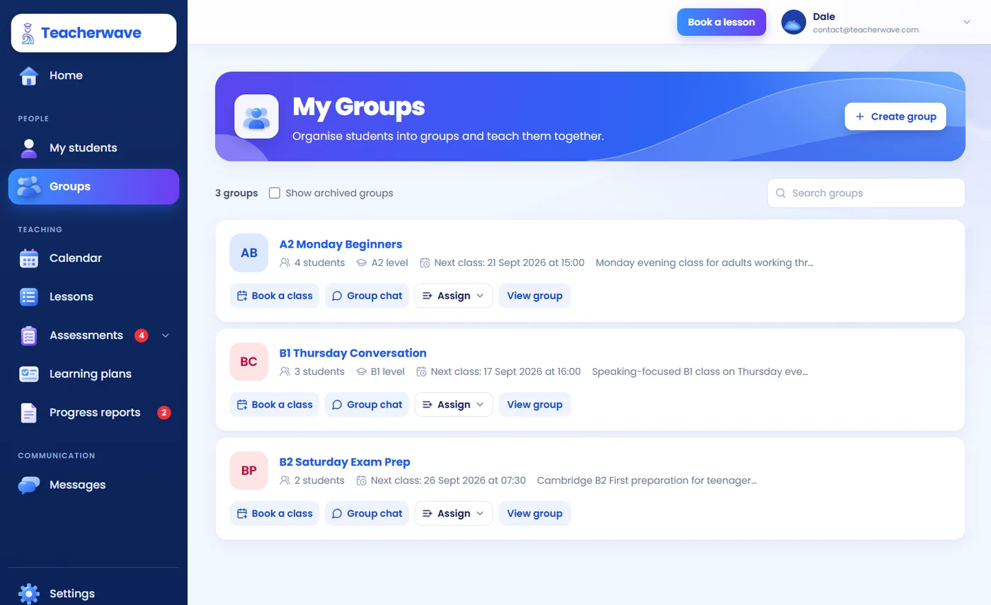 Οι ομάδες μου — TutorTool